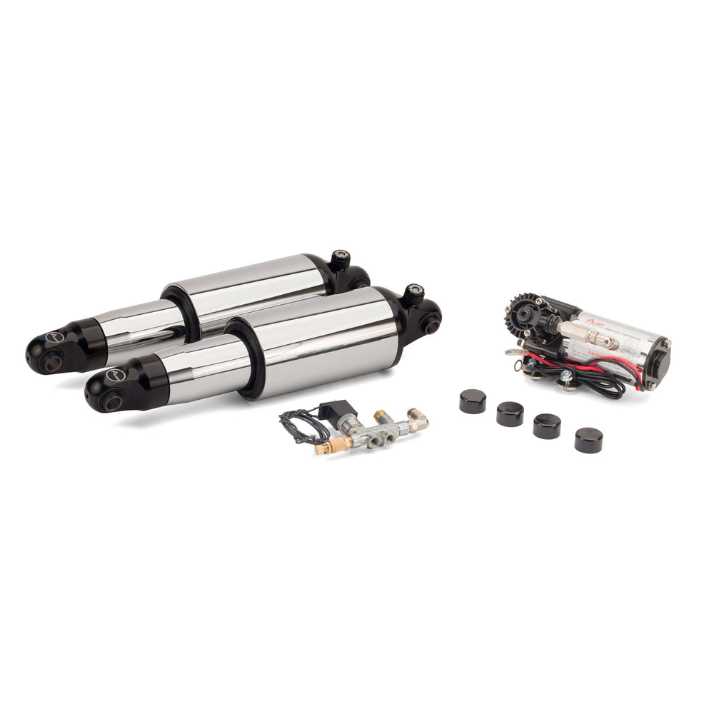 1990-2008 Harley-Davidson Touring Series Chrome Ultimate Ride Kit w/Rebound Adj. - Arnott® Motorcycle Air Suspension