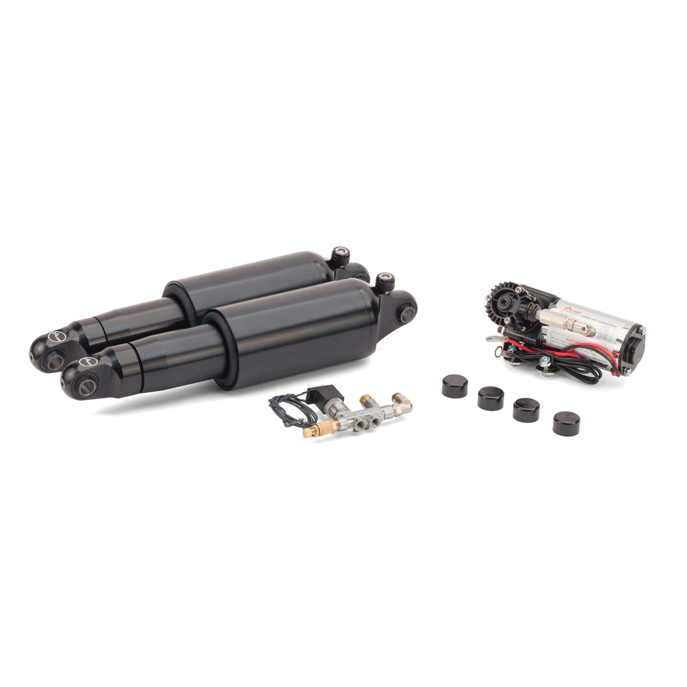 2007-2017 Harley-Davidson V-Rod Ultimate Ride Kit w/Rebound Adj. (Black) - Arnott® Motorcycle Air Suspension